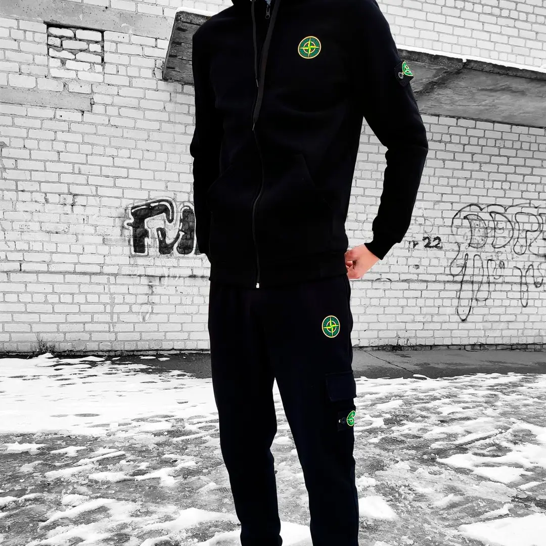 Чоловічий спортивний костюм Stone Island чорний K