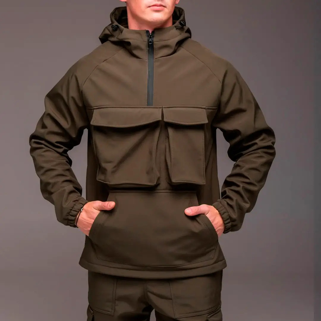 Чоловічий анорак Softshell на флісі хакі