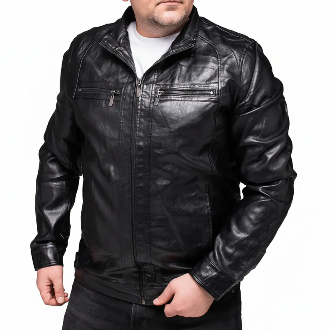 куртка БАТАЛ штучна шкіра (чорна)