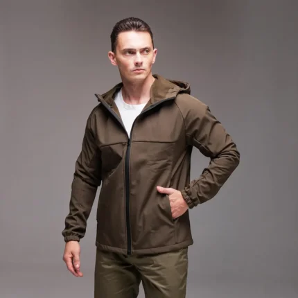 Чоловічі демісезонні куртки Чоловіча куртка Soft Shell на флісі (хакі) Орхідея