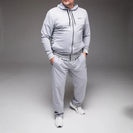 Спортивні костюми БАТАЛ Чоловічий сірий спортивний костюм Nike Батал двонитка Орхідея