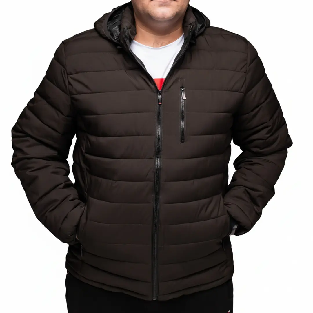 стьобана куртка БАТАЛ з капюшоном, кишеня на грудях (зелена)