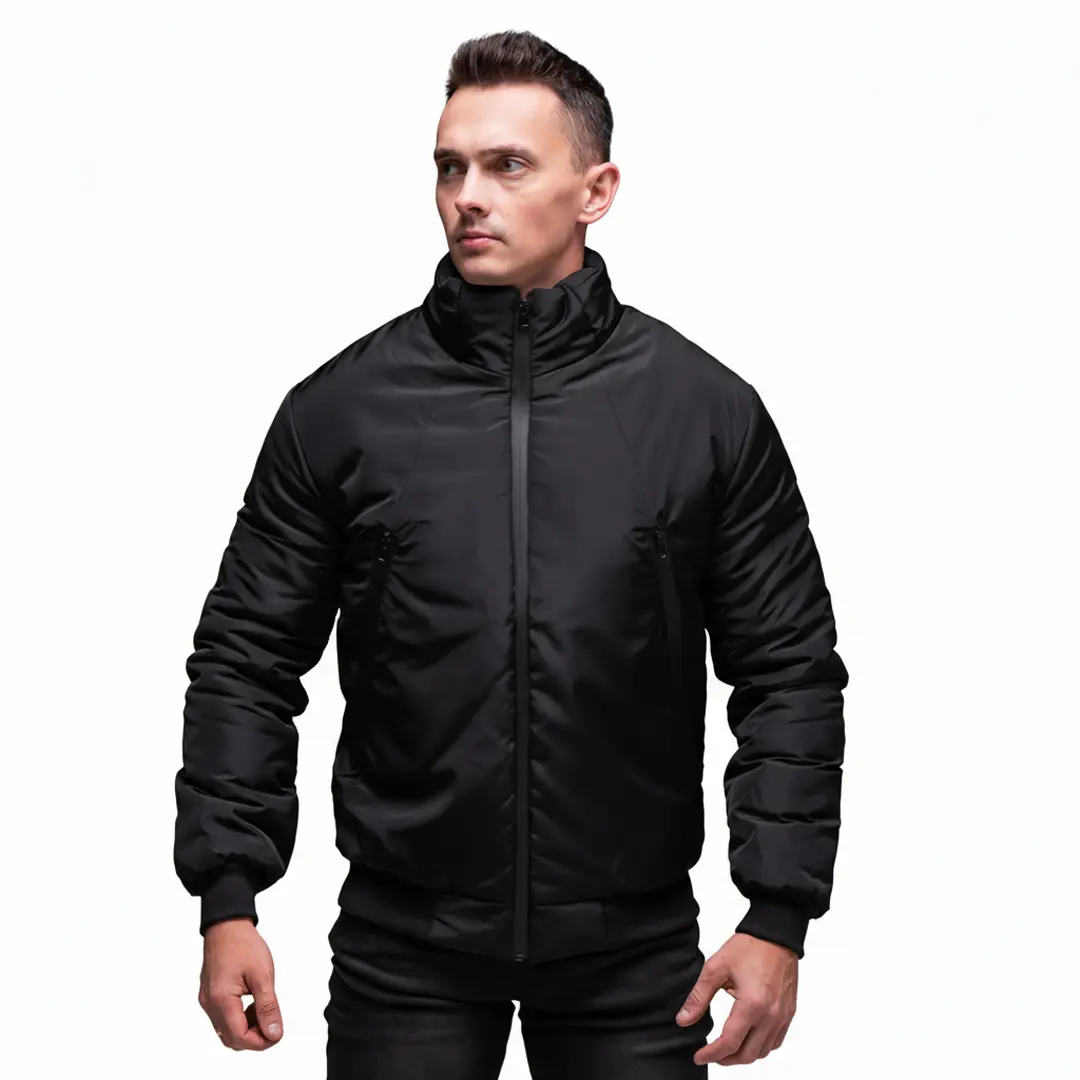 Чоловіча утеплена куртка бомбер (чорна)