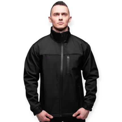 Чоловічі демісезонні куртки Чоловіча куртка Soft Shell на флісі без капюшона (чорна) Орхідея