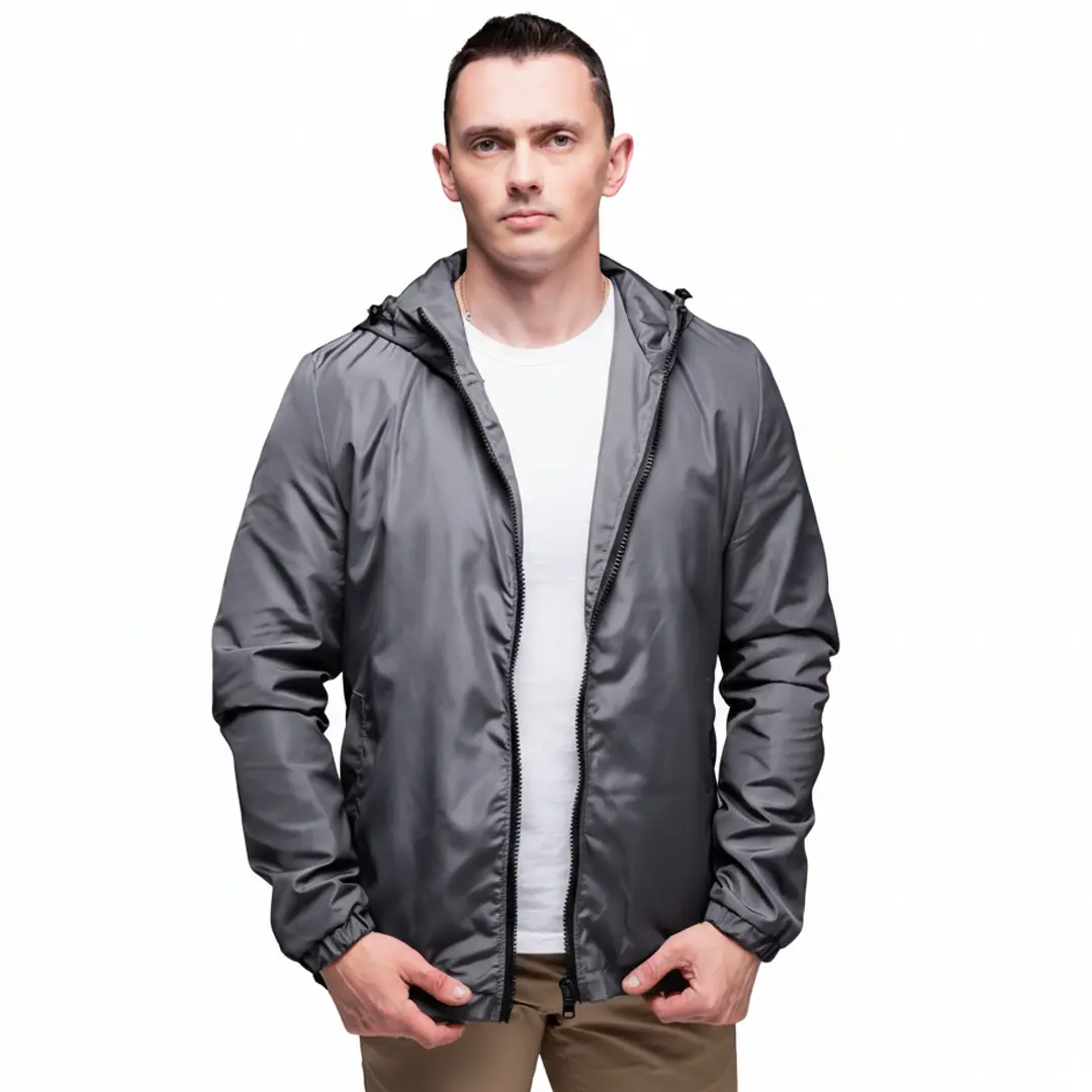 вітровка з капюшоном (сіра)