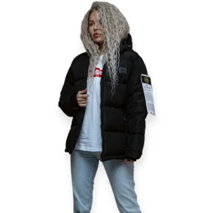Жіночі зимові куртки Куртка жіноча Stone Island (чорна) Орхідея