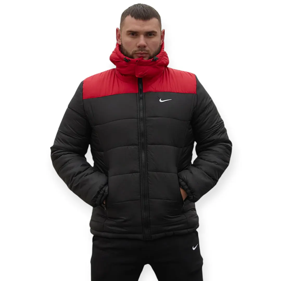 Зимові куртки Куртка зимова чоловіча “Frost” Nike (червоно-чорна) Орхідея Зимові куртки Куртка зимова чоловіча “Frost” Nike (червоно-чорна) Орхідея