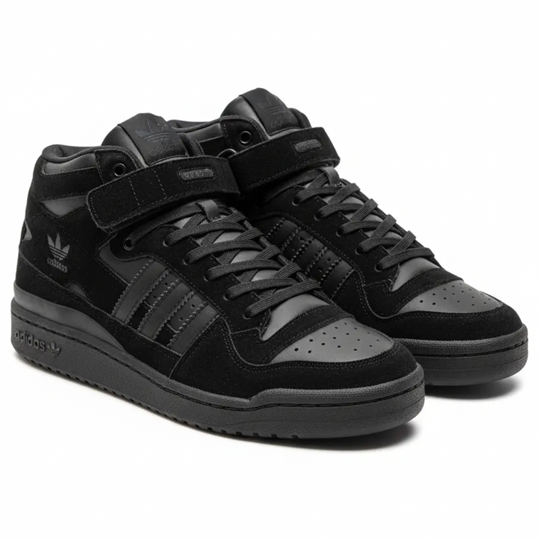 Термо зимові кросівки Adidas Forum High (all black)