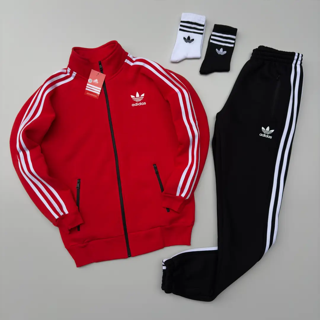 Костюм adidas зима кофта штани червоний