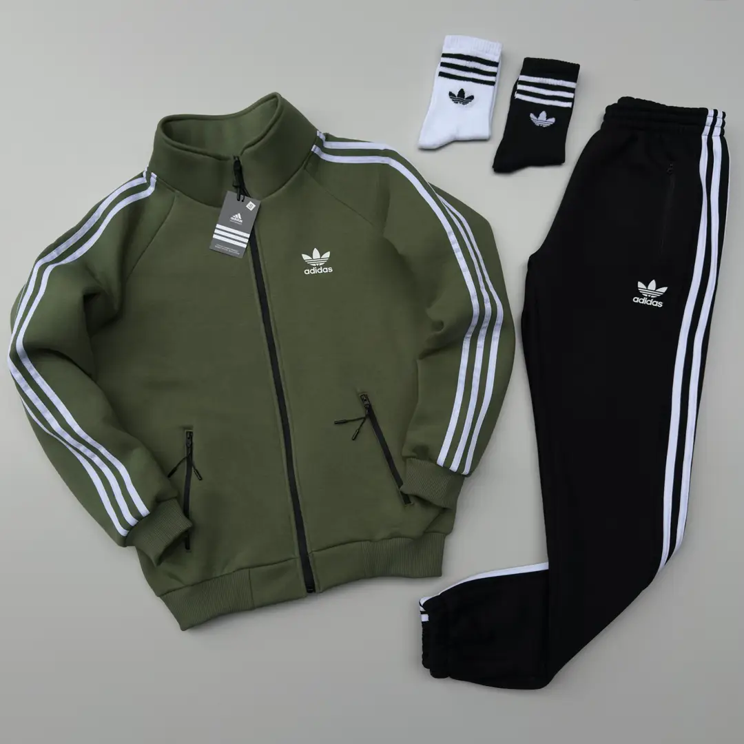 Костюм adidas зима кофта штани хакі