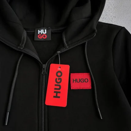 Утеплені спортивні костюми Спортивний костюм HUGO ЗИМА (чорні зіп худі та штани) чорний Орхідея