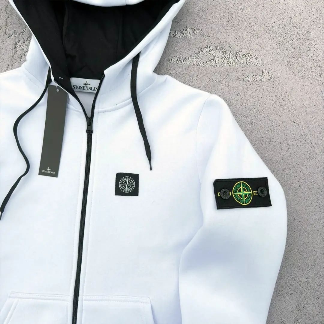 Зіп худі STONE ISLAND ЗИМА біла