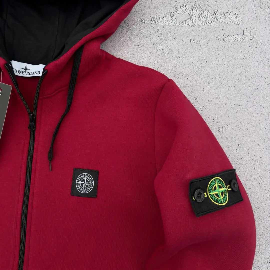 Зіп худі STONE ISLAND ЗИМА бордо