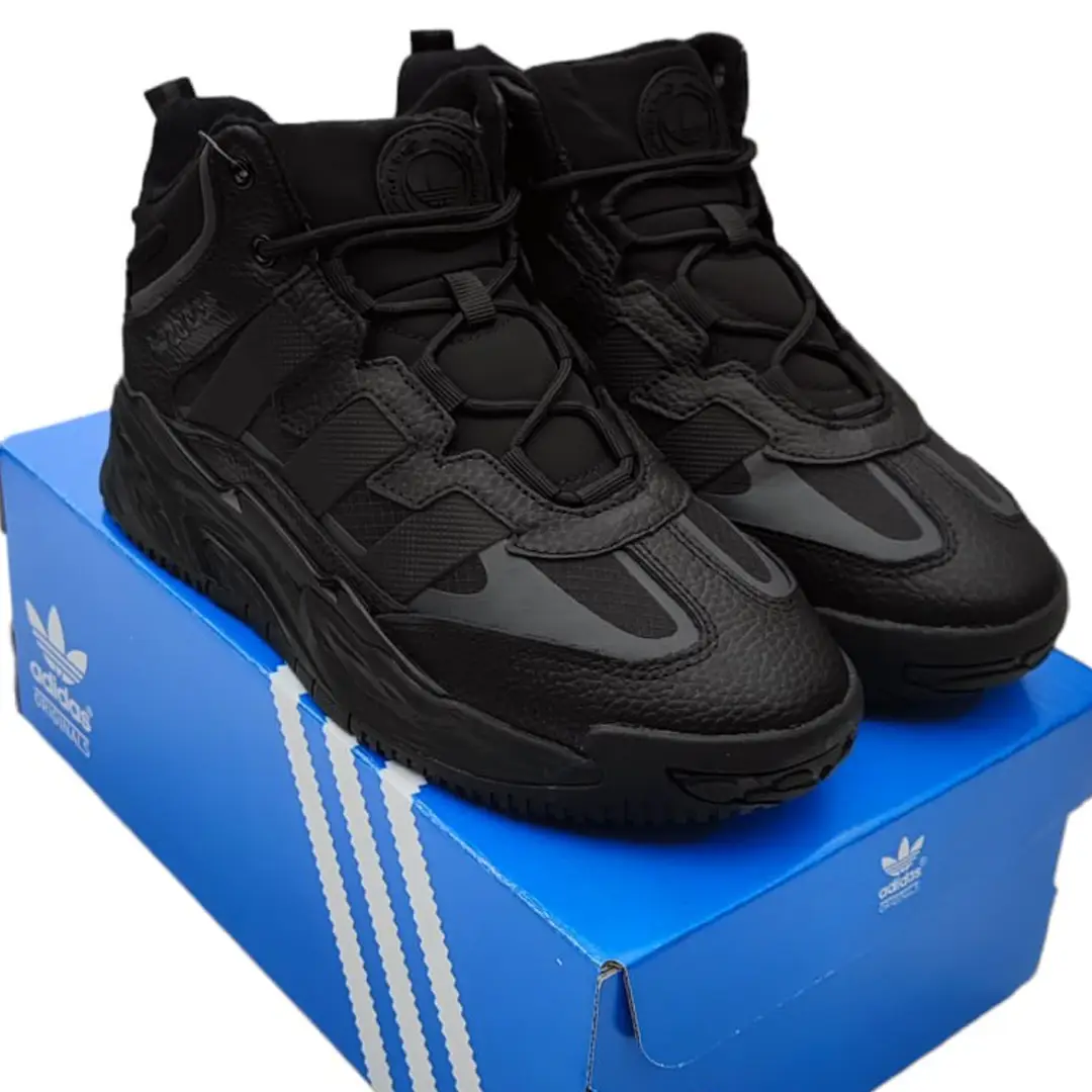 Зимові кросівки Adidas Niteball black чорні хутро