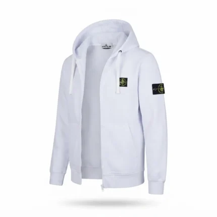 Спортивні кофти Зіп худі Stone Island зима (біла) Орхідея