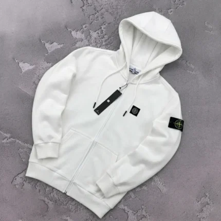 Спортивні кофти Зіп худі Stone Island зима (біла) Орхідея