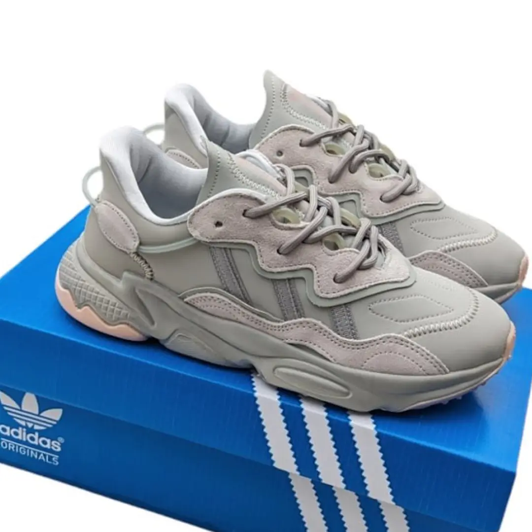 Жіночі кросівки Adidas Ozweego сірі з рожевим