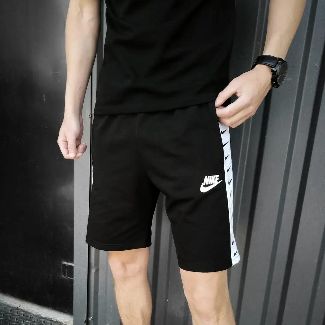 Літній комплект Літній чоловічий комплект Nike чорний (футболка + шорти) Магазин Орхідея Літній чоловічий комплект Nike (футболка + шорти)