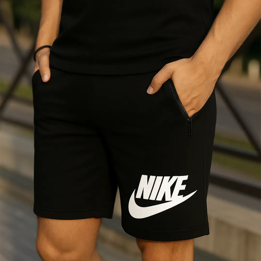 Літній комплект Літній чоловічий комплект Nike (футболка + шорти) Магазин Орхідея Чоловічі шорти Nike (чорні)