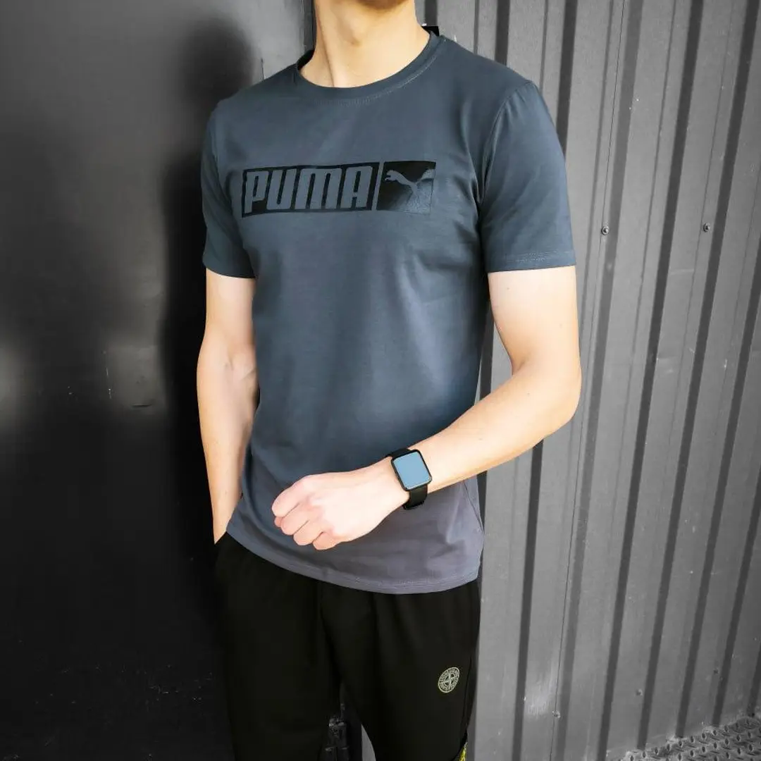 Спортивний одяг Чоловічий комплект Puma (футболка графіт + шорти) Магазин Орхідея Чоловіча футболка Puma (графіт)