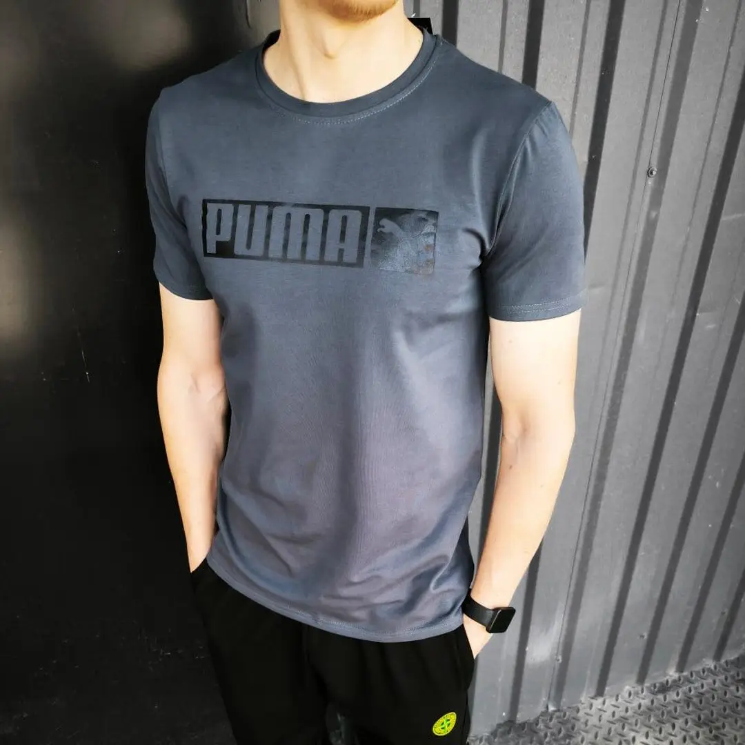 Спортивний одяг Чоловічий комплект Puma (футболка графіт + шорти) Магазин Орхідея Чоловіча футболка Puma (графіт)