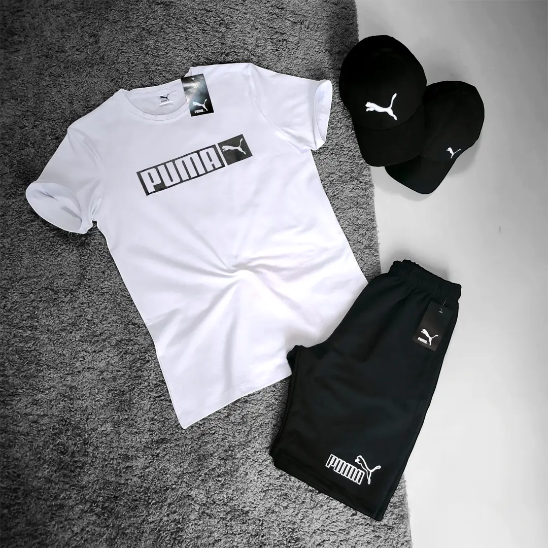 Літній комплект Чоловічий комплект Puma (футболка біла + шорти) Магазин Орхідея Чоловічий комплект Puma (футболка біла + шорти)
