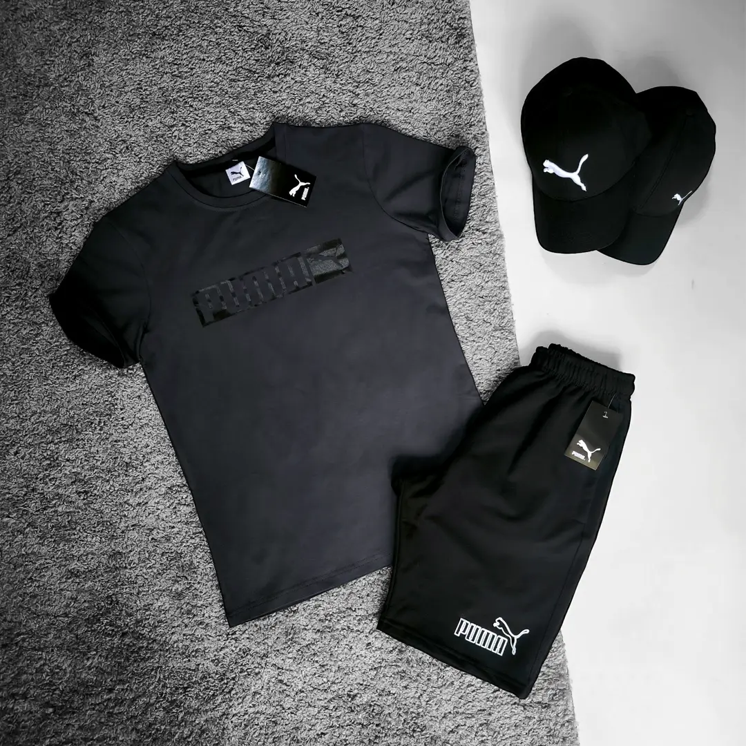 Спортивний одяг Чоловічий комплект Puma (футболка графіт + шорти) Магазин Орхідея Чоловічий комплект Puma (футболка графіт + шорти)
