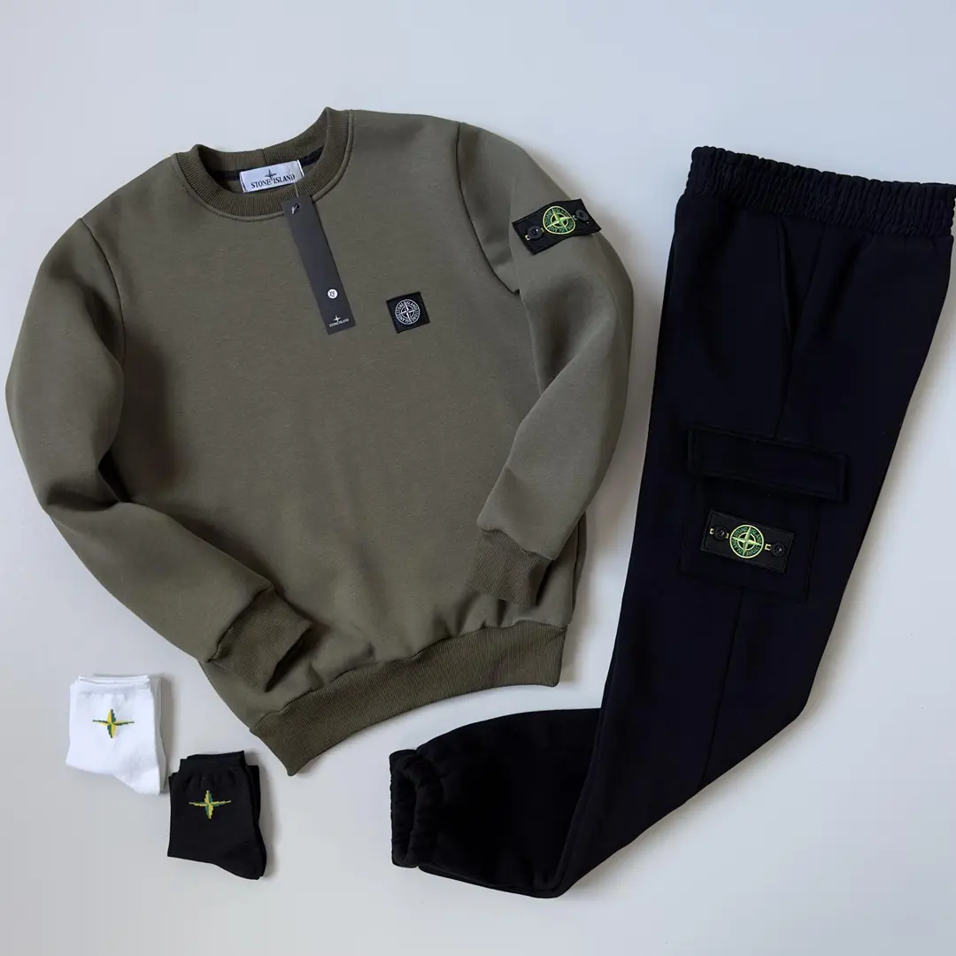 Спортивний костюм Stone Island ЗИМА (світшот штани) хакі