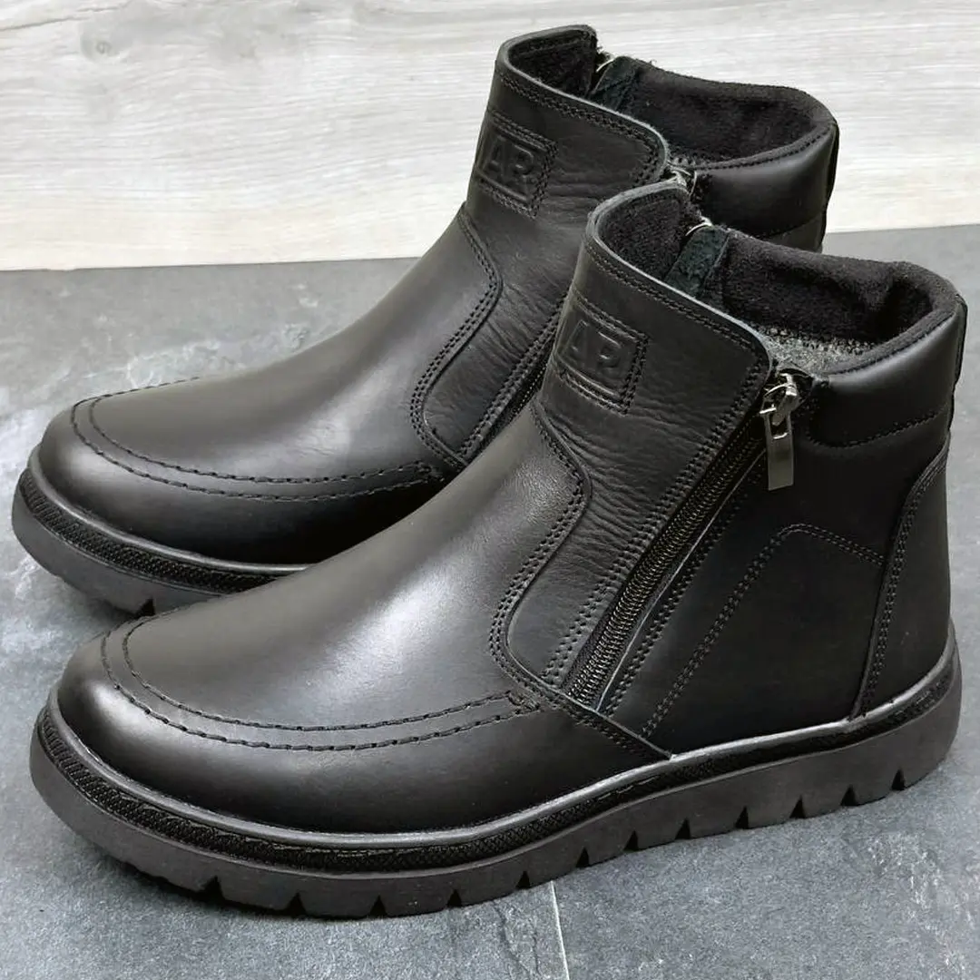 Чоловічі шкіряні зимові черевики на замку Б чорний