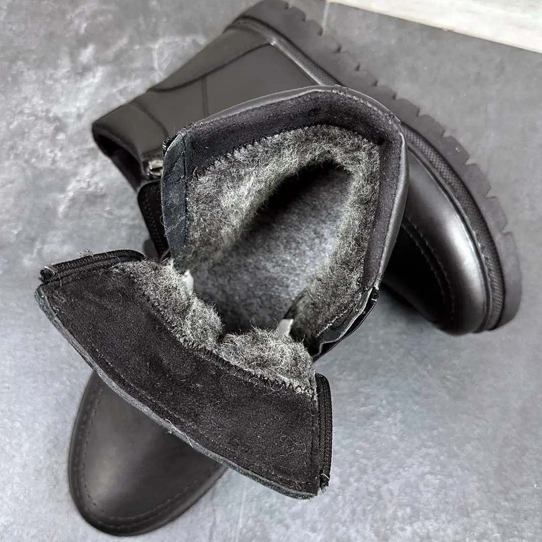 Чоловічі шкіряні зимові черевики на замку Б чорний