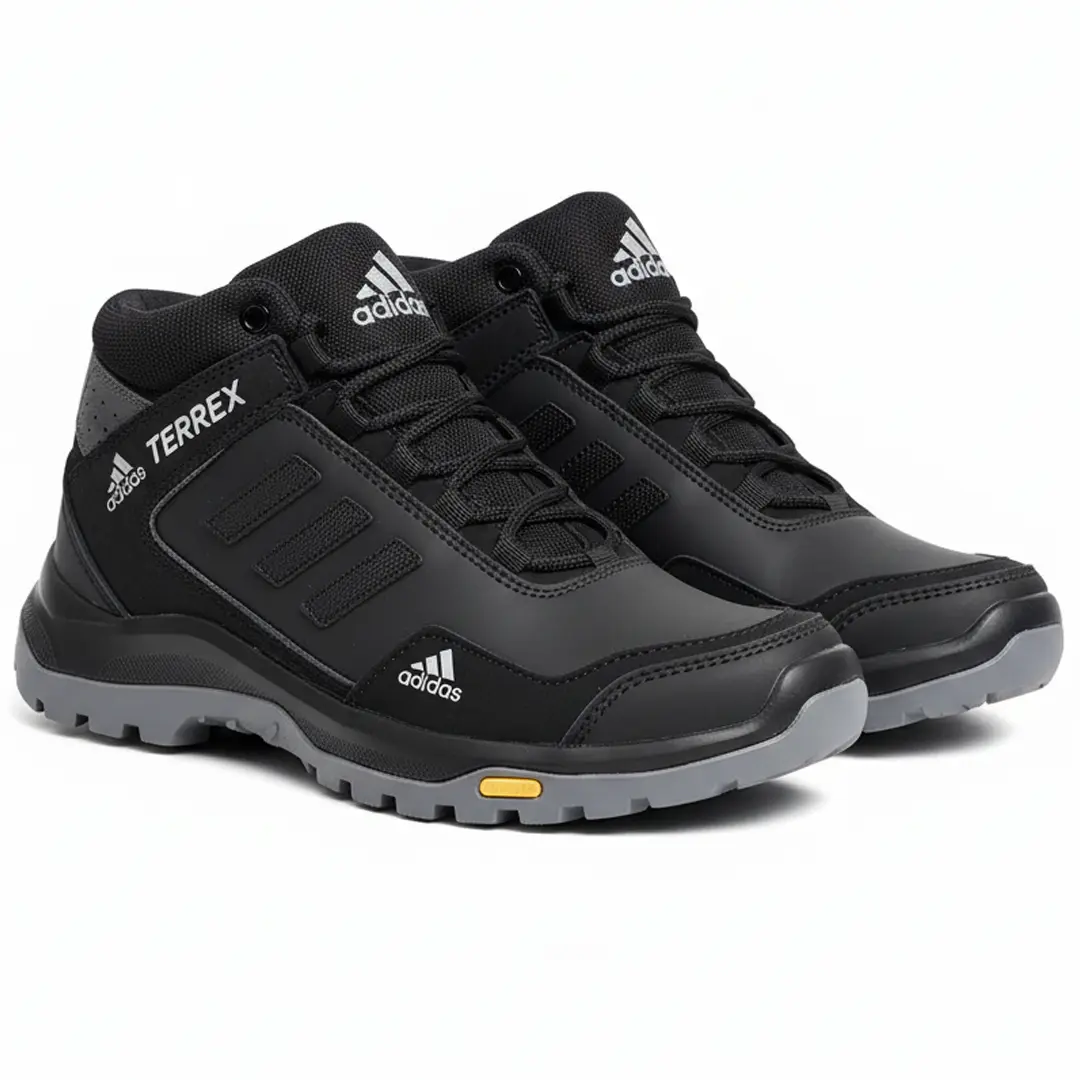 Чоловічі шкіряні зимові кросівки А (чорні зі сріблястим)