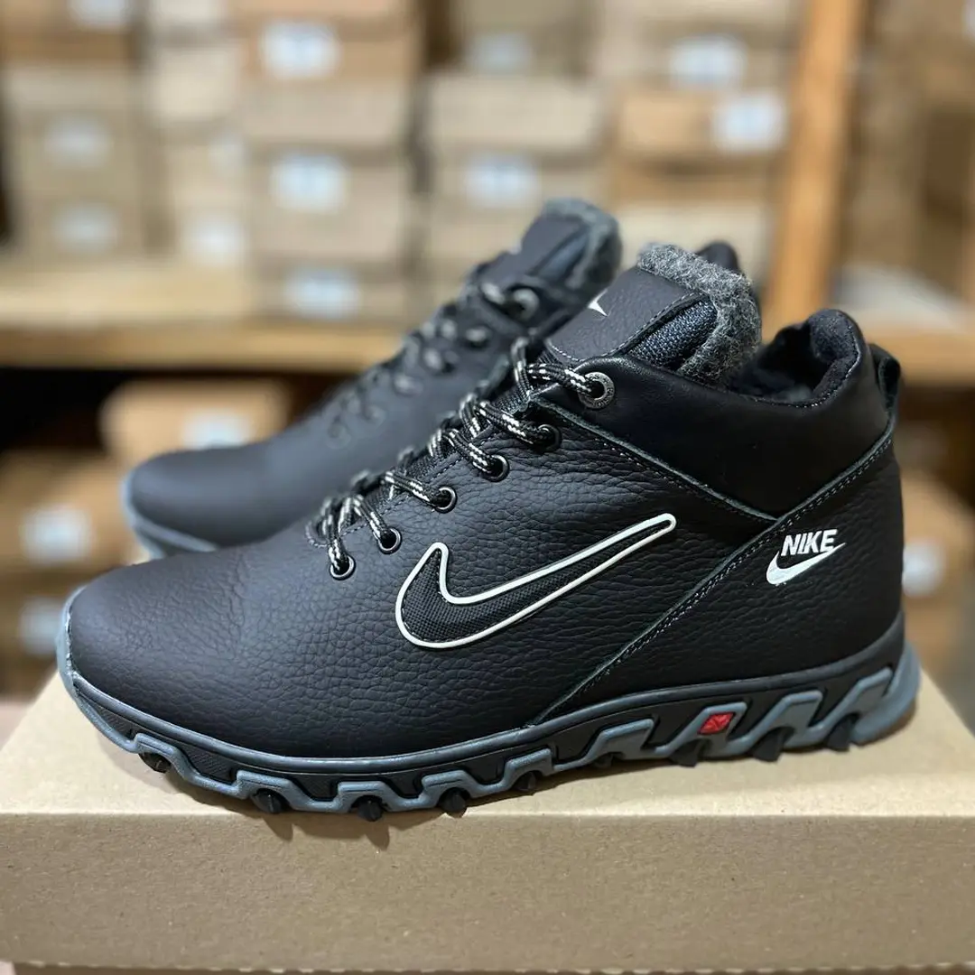 Чоловічі шкіряні зимові кросівки (N ) чорні