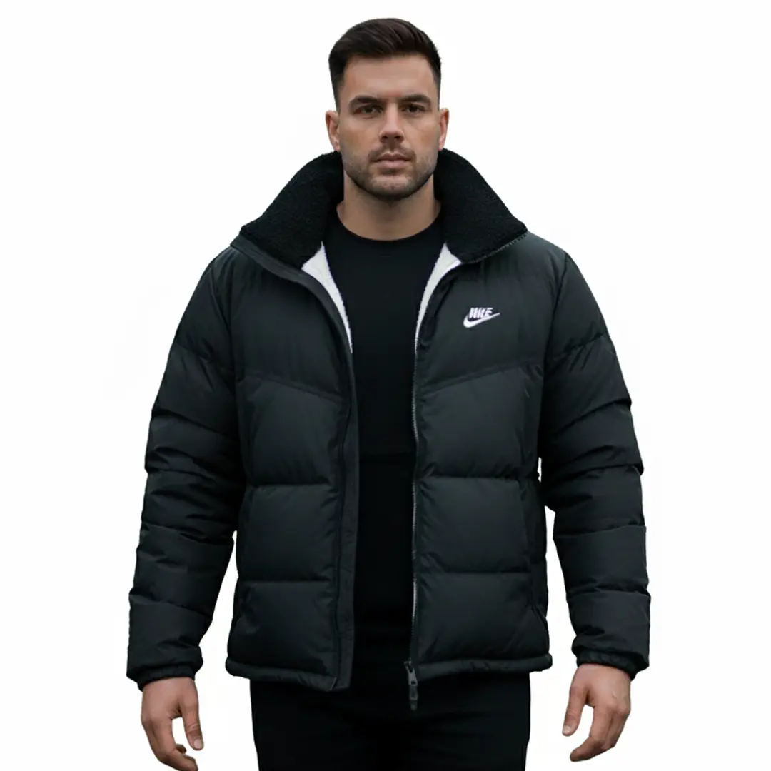 Чоловічий двосторонній пуховик Nike (чорний білий)