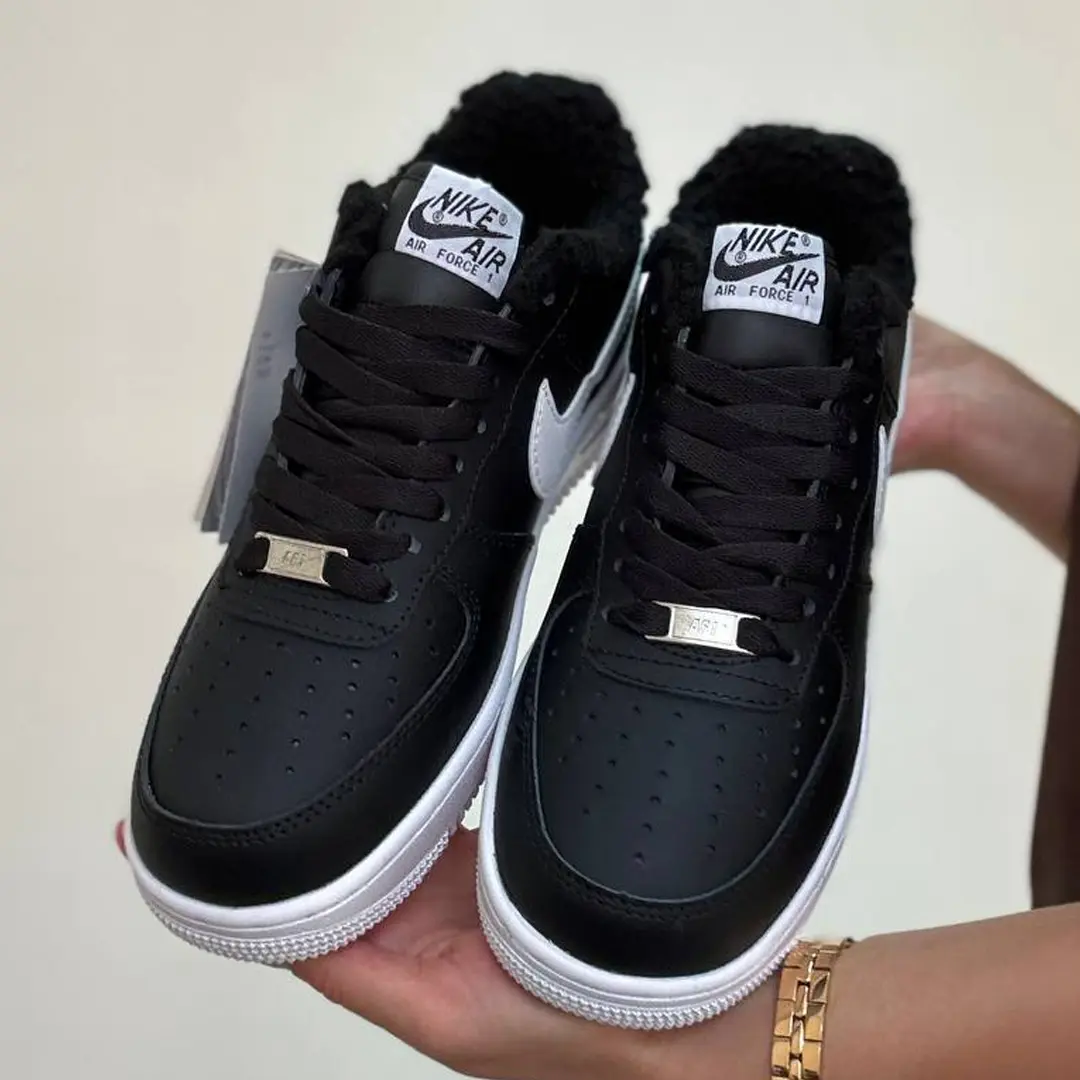 Термо зимові кросівки Nike Air Force (black)