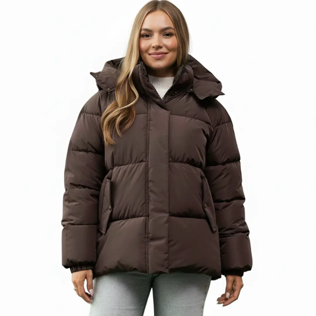 Жіночий пуфер оверсайз (шоколад)