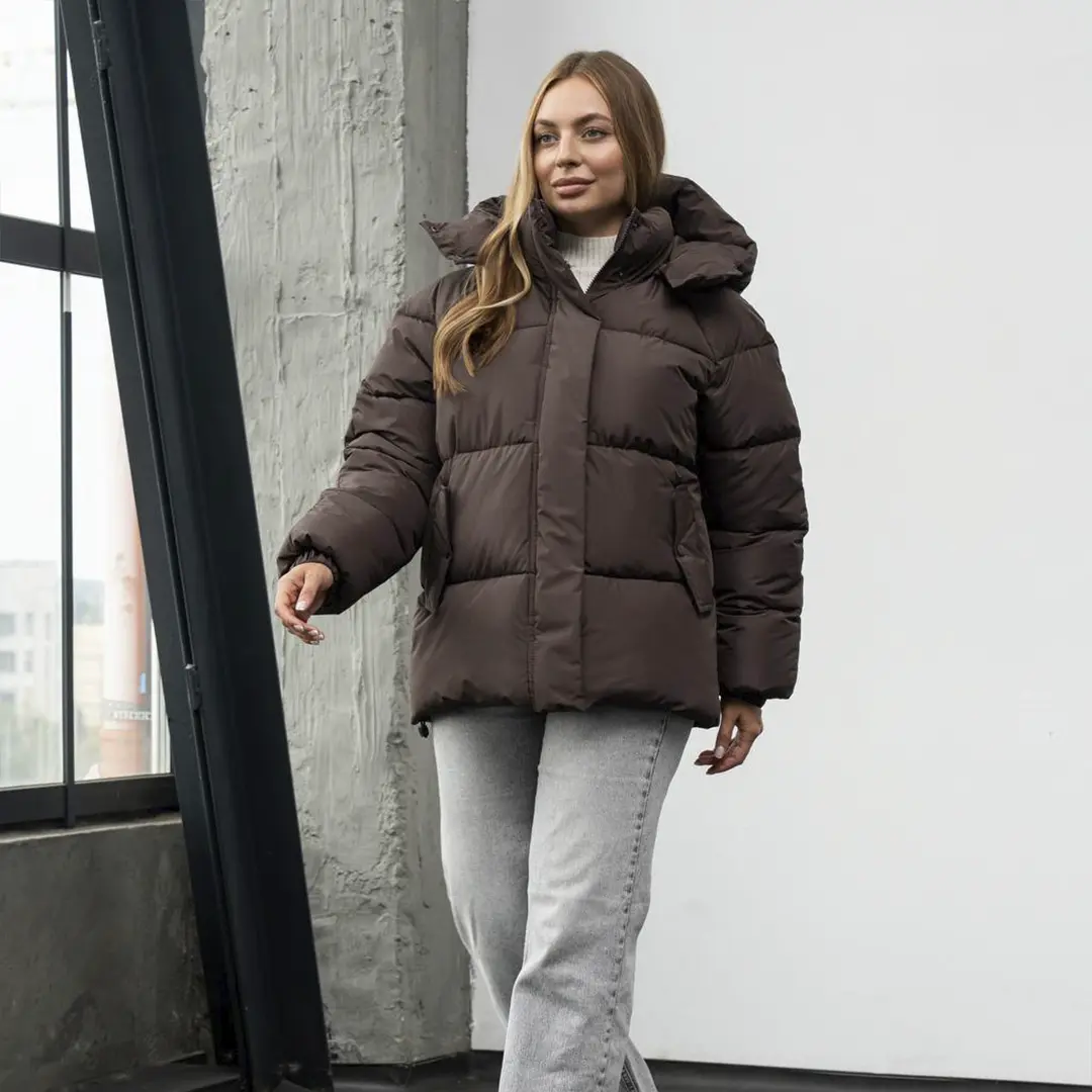 Жіночий пуфер оверсайз (шоколад)