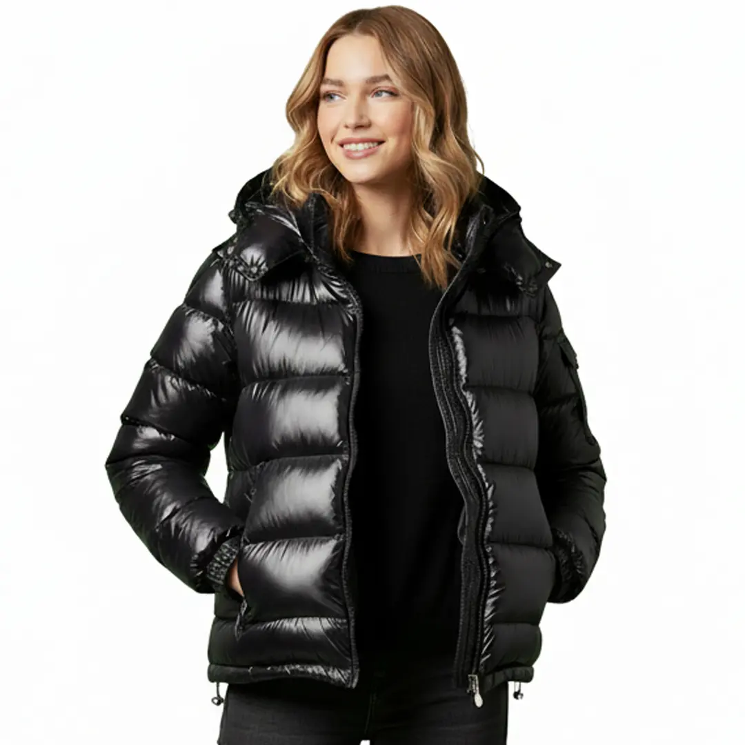 Жіночий пуховик Moncler Black Glossy