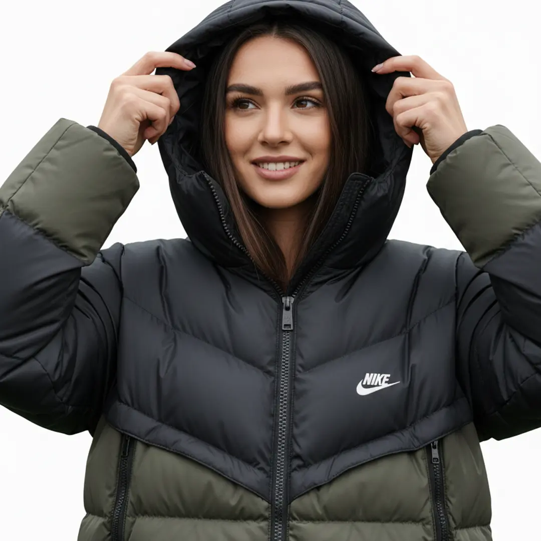 Жіночий пуховик Nike Storm Fit (чорно оливковий)