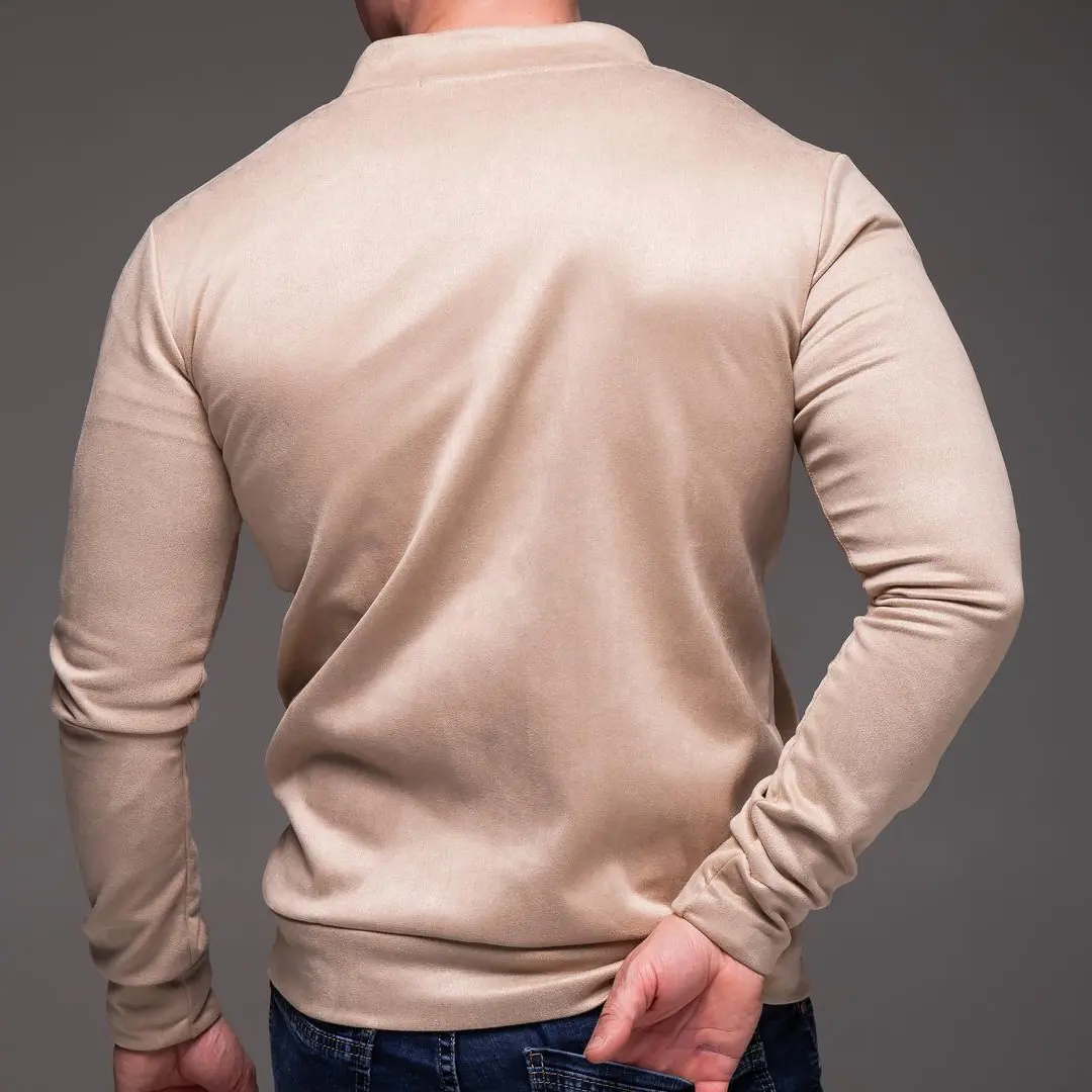 Замшевий демісезонний бомбер casual (бежевий)