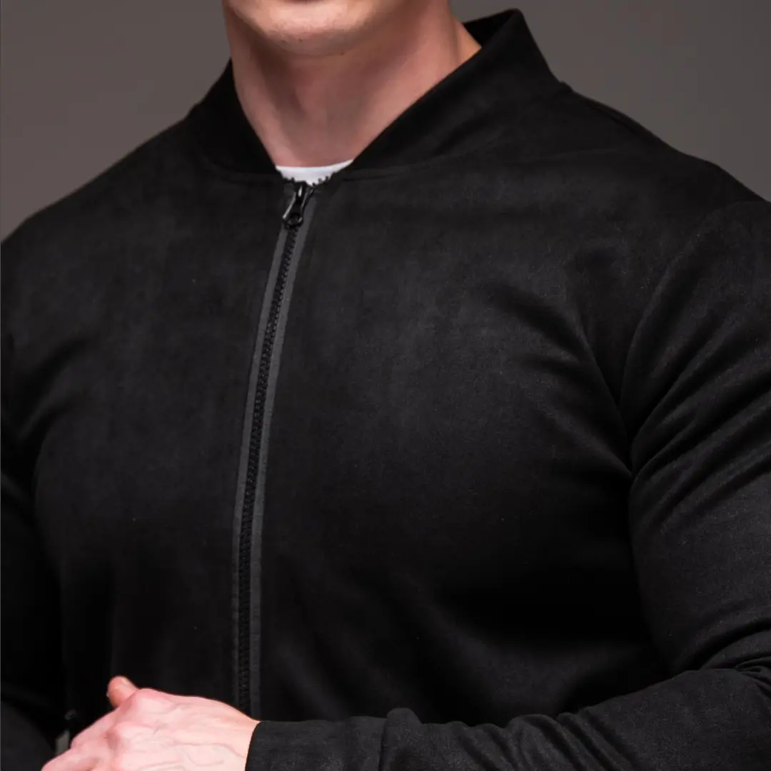 Замшевий демісезонний бомбер casual (чорний)