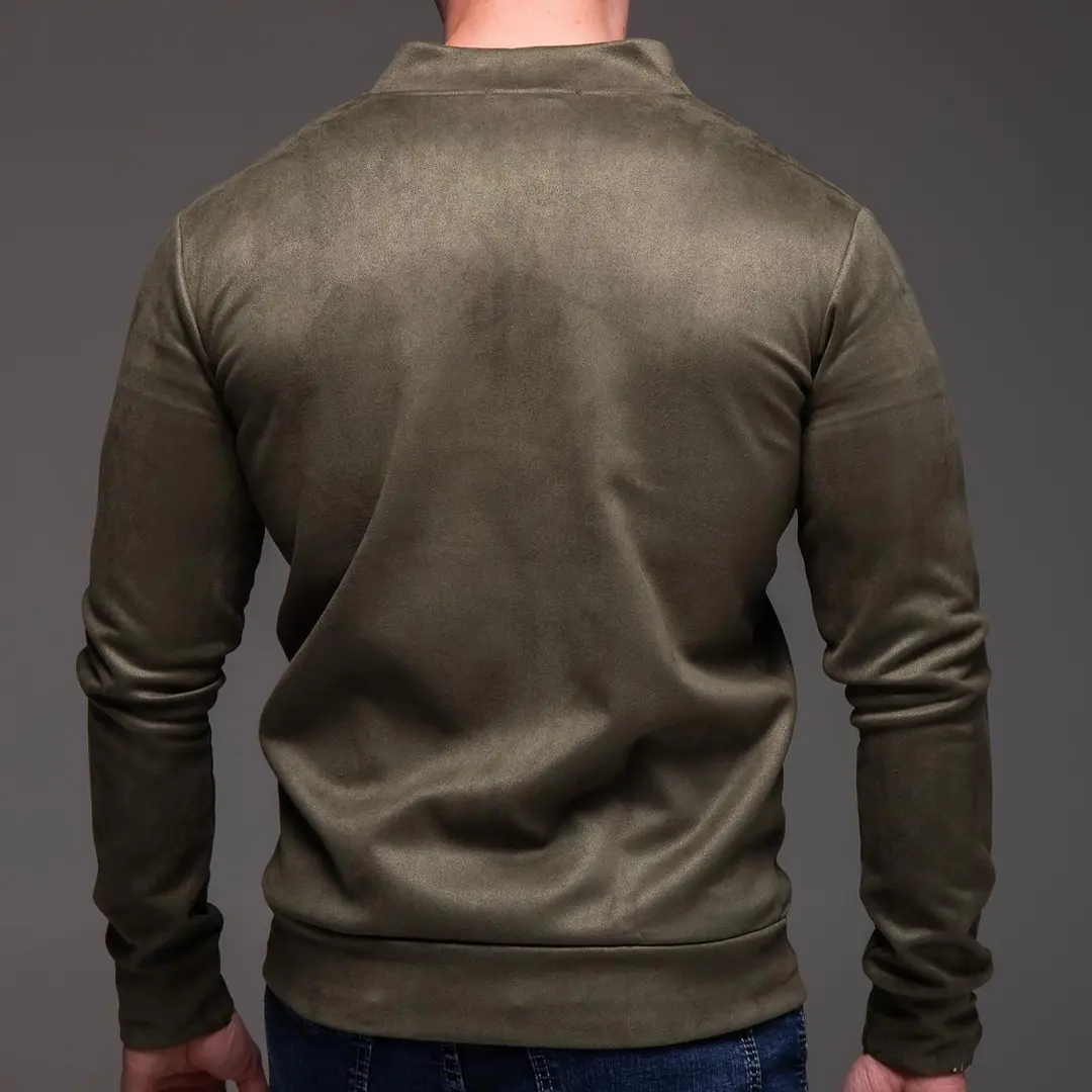 Замшевий демісезонний бомбер casual (хакі)