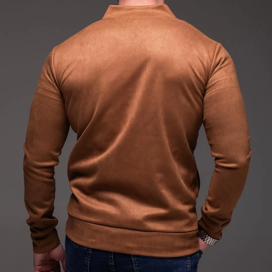 Замшевий демісезонний бомбер casual (коричневий)