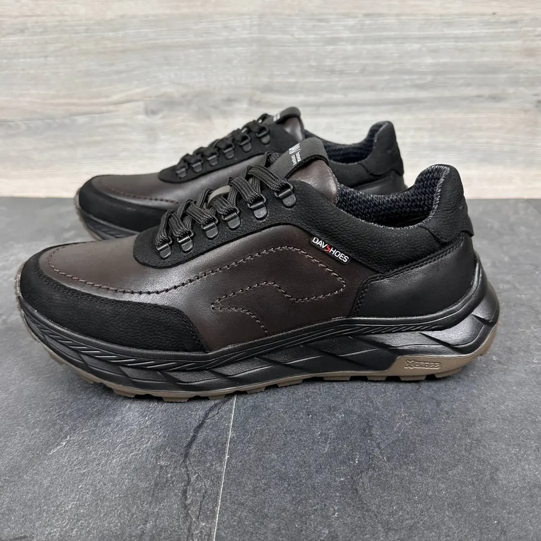 Чоловічі шкіряні термо зимові кросівки RX (коричневі)