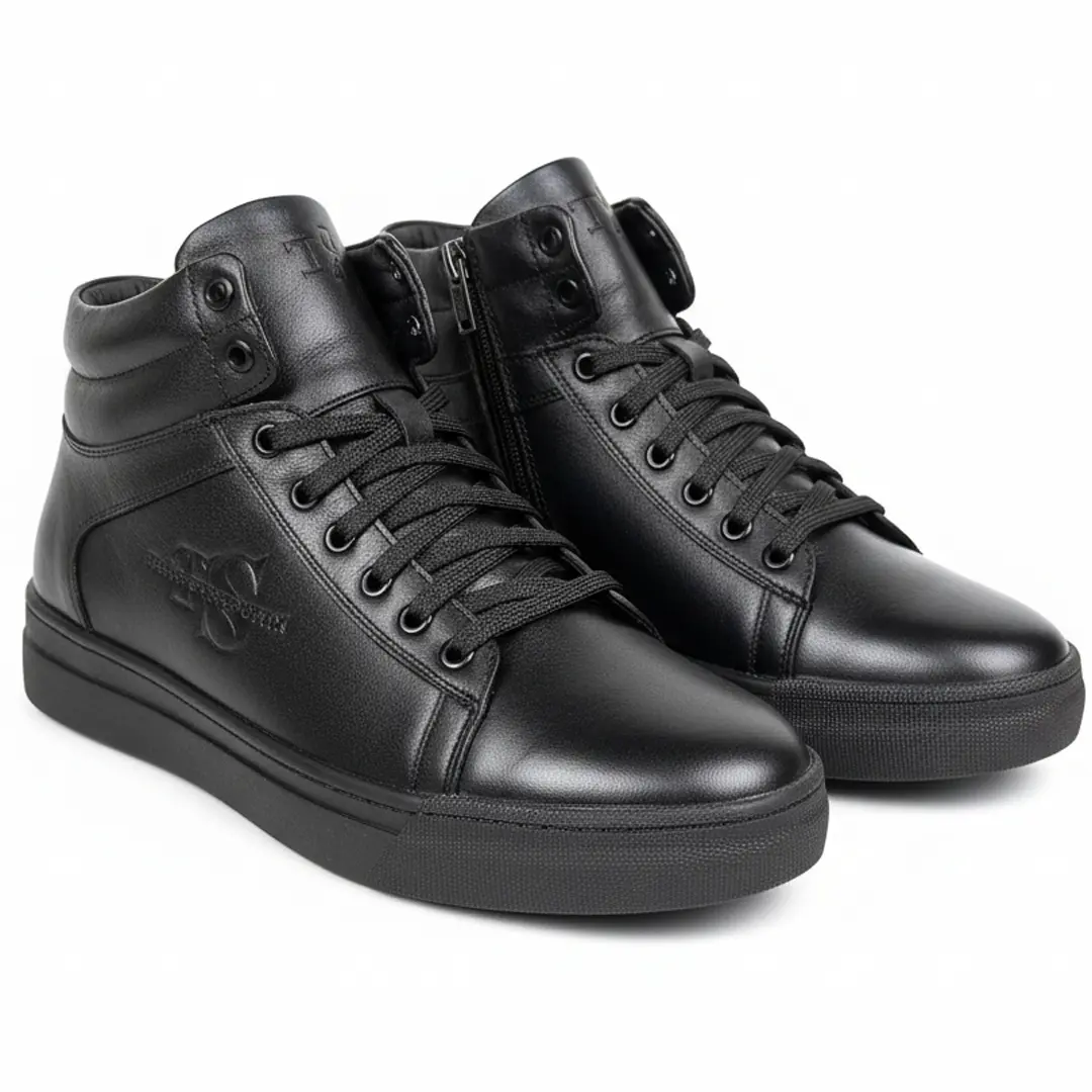 Чоловічі шкіряні зимові черевики (чорні)