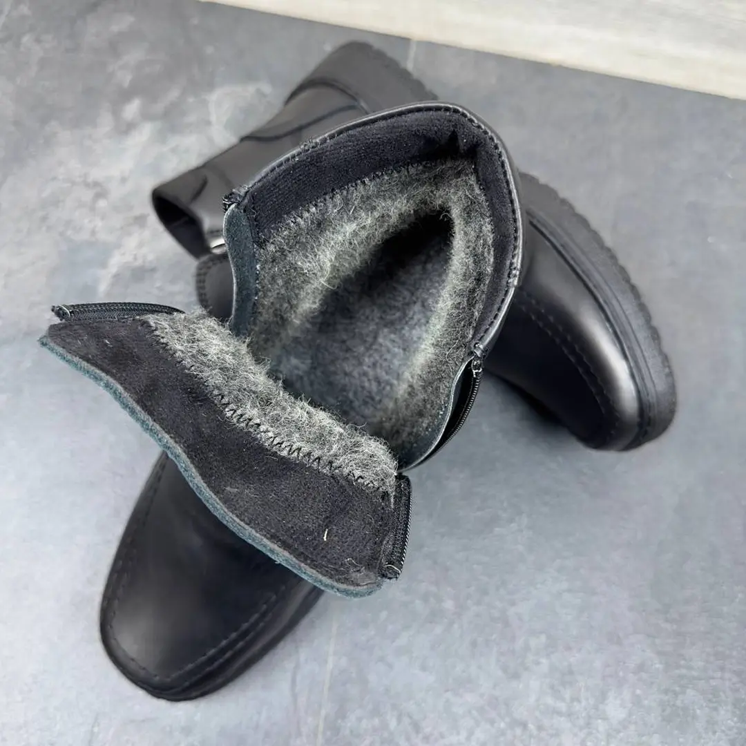 Чоловічі шкіряні зимові черевики на замку Б (чорні)