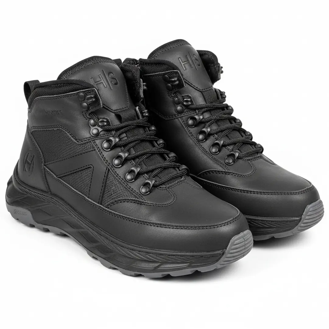 Чоловічі шкіряні зимові кросівки (чорні)