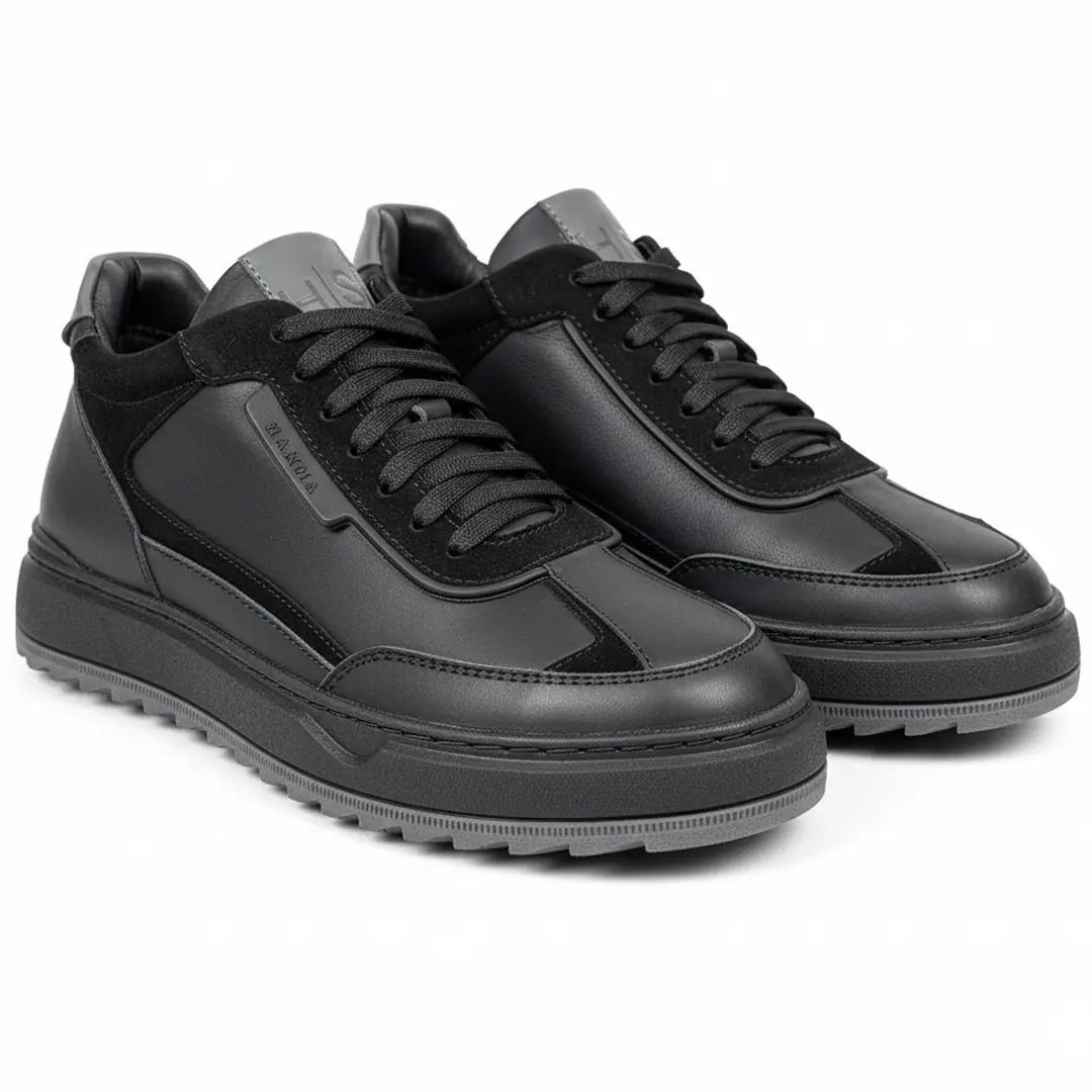 Чоловічі шкіряні зимові кросівки (чорні)