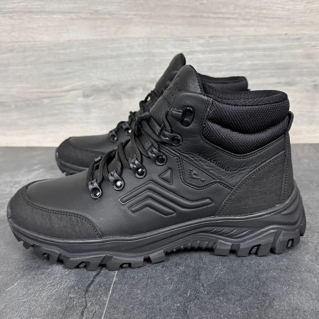 Чоловічі шкіряні зимові кросівки B (чорні)