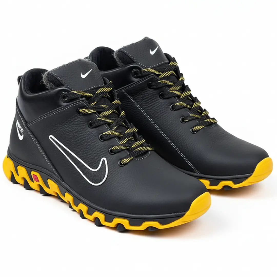 Чоловічі шкіряні зимові кросівки N (чорні)