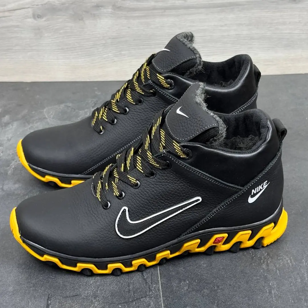 Чоловічі шкіряні зимові кросівки N (чорні)